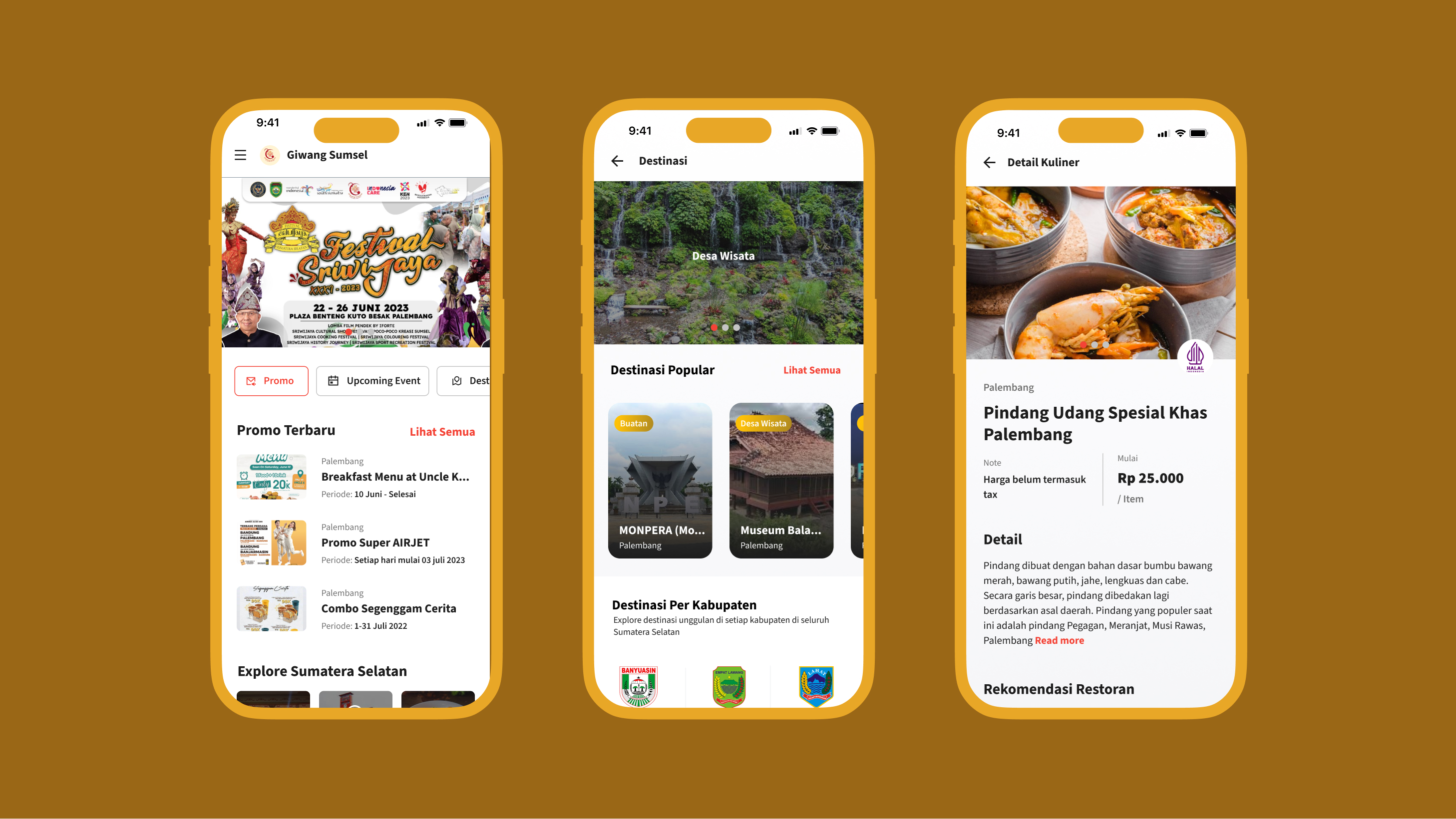 Giwang Sumsel App Interface Mockup